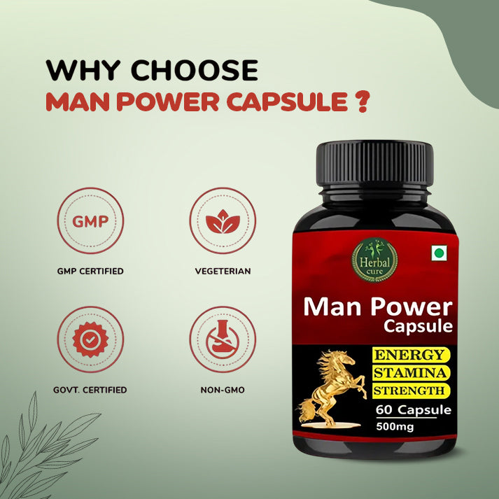 Man Power Capsule bottle with certification icons