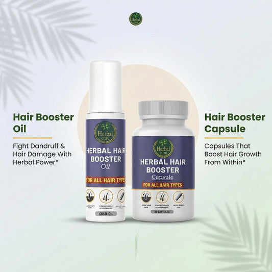 Combo of Herbal Hair Booster Oil and Capsule-For Men and Women