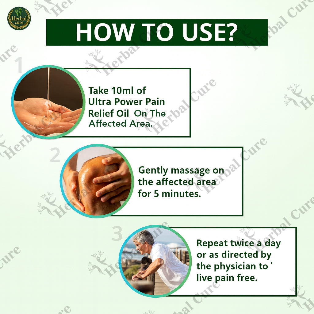 Instructions for using Ultra Power Pain Relief Oil 