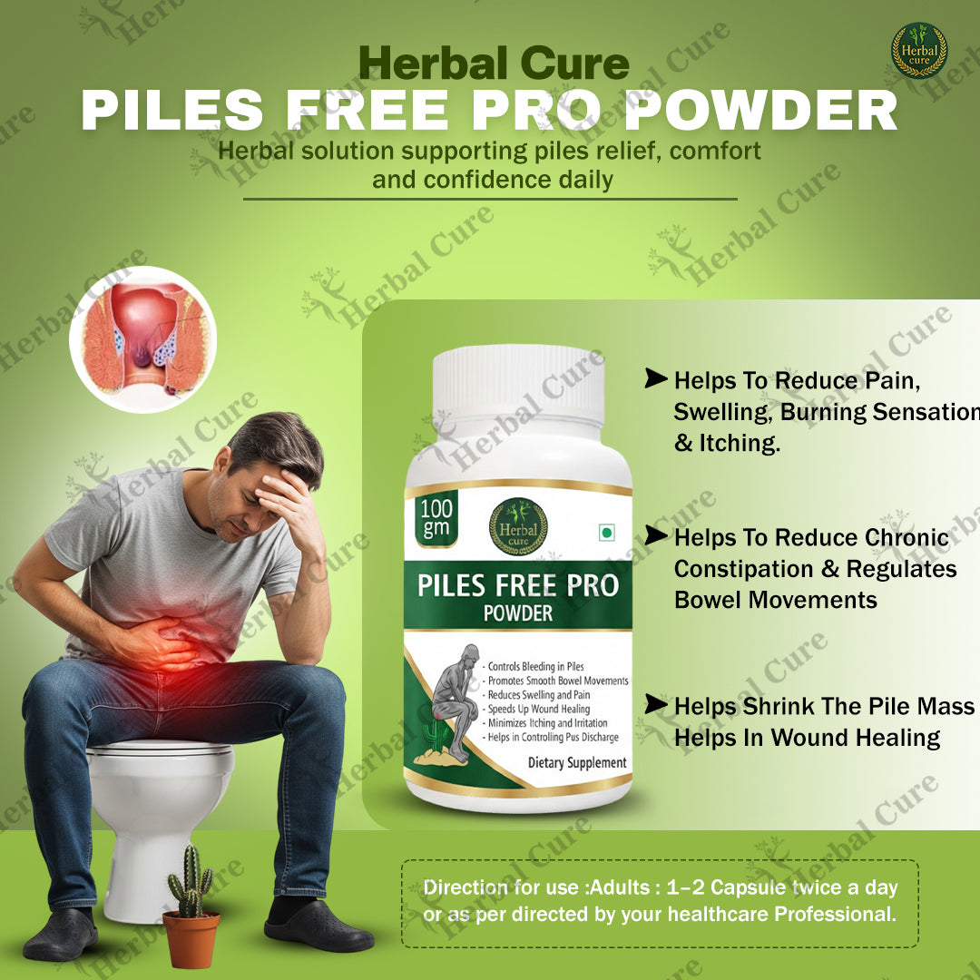 Advertisement for Herbal Cure Piles Free Pro Powder 