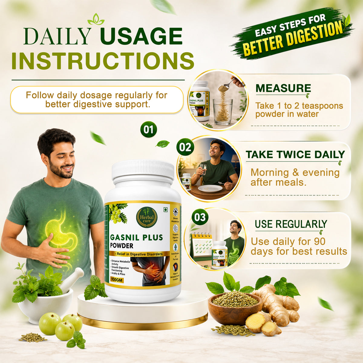 Herbal Gasnil Plus Powder For Digestive Health & Gas Relief