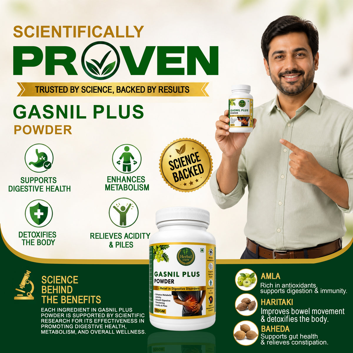 Herbal Gasnil Plus Powder For Digestive Health & Gas Relief